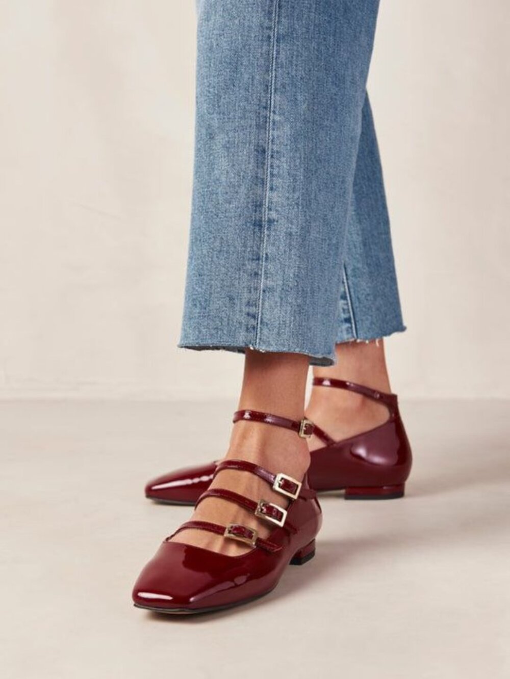ALOHAS Luke Burgundy Strappy Mary Jane Ballet Flats 5.5/35